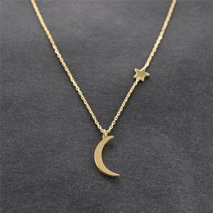 Simple star and moon pendant necklace